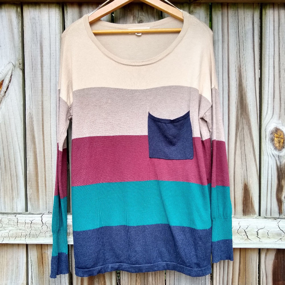 Lovestitch Striped Color Block Sweater
